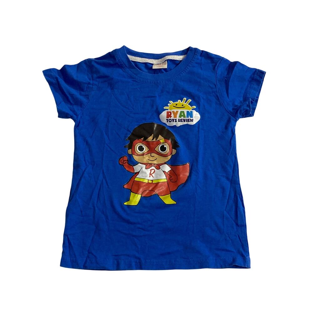 Ryan's World Boys' Superhero T-Shirt, Blue, Size 130 (Approx. US 7/8)